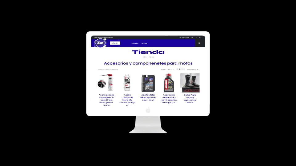 Página principal catálogo Z Motos - Diseño moderno